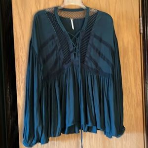 Free people, baby doll top, size medium, Hunter, green